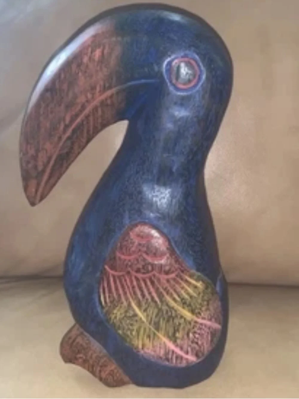 🇺🇸 Vtg Pier 1 Carved Wooden Exotic Toucan Bird Sculpture Handmade in Thailand